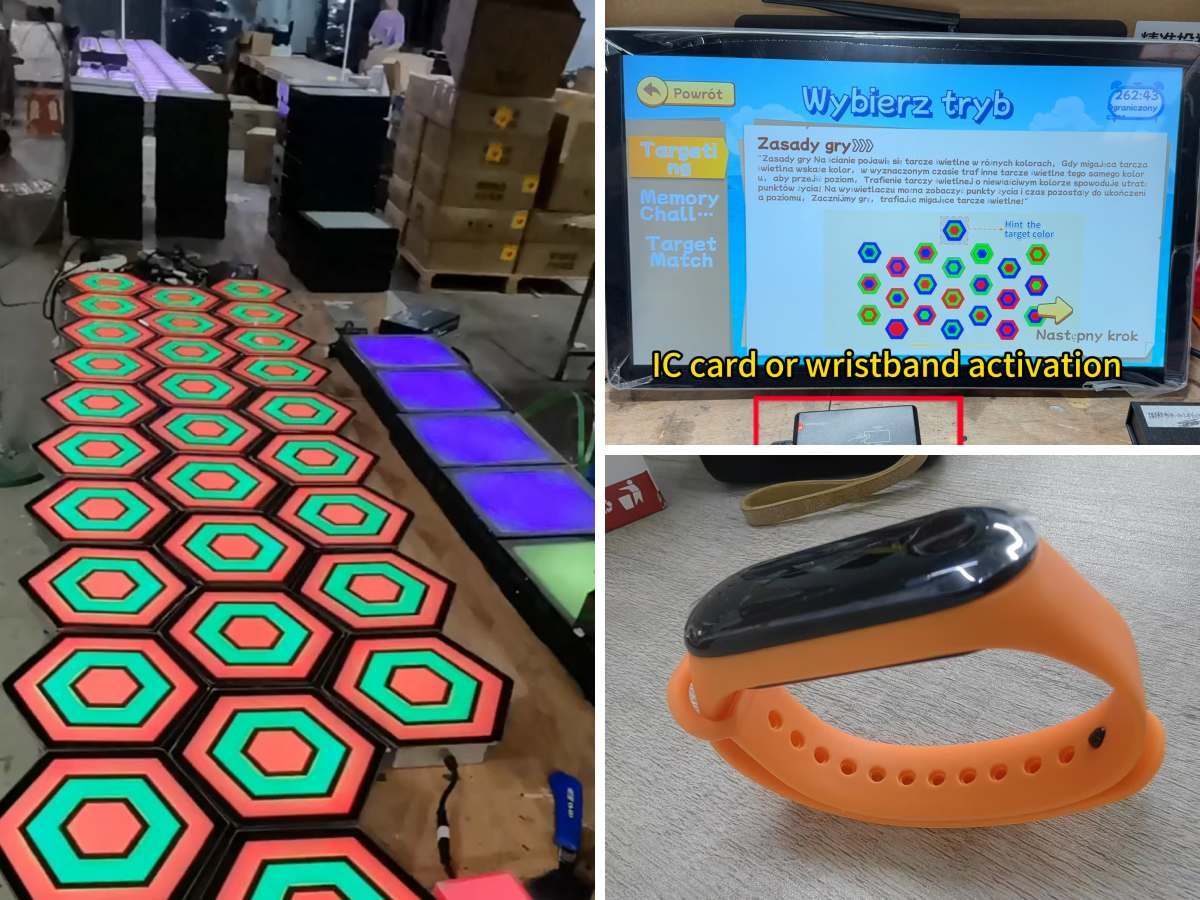 Target Toss workshop production pictures, and showing that the game can be activated using a wristband