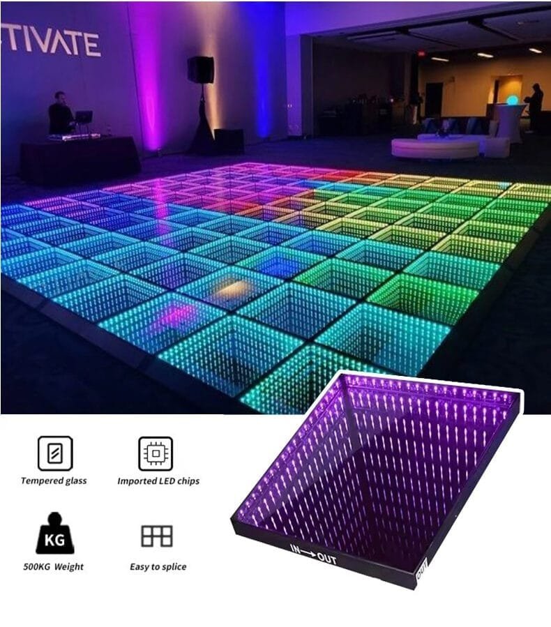 3D LED dance floor shows deep visual effects at party events