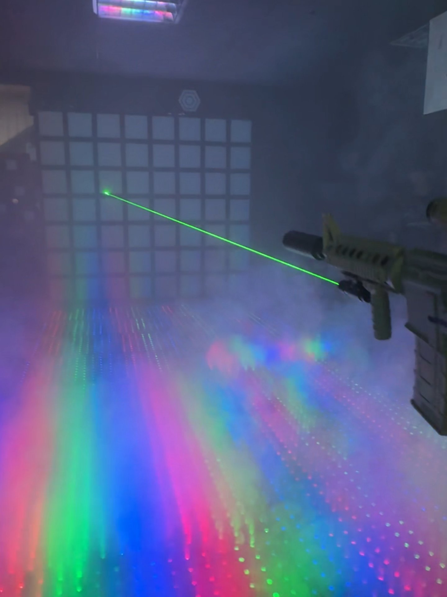 Laser shooting game combined with LED dance floor